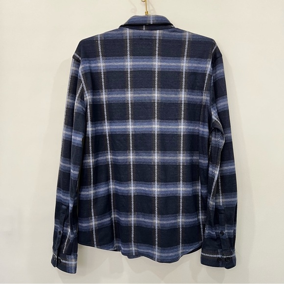 Express Blue Plaid Button-Up Shirt Flannel Comfy Soft Size Medium Long Sleeve - Picture 3 of 7